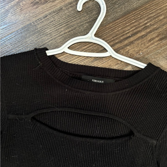 Black ribbed long sleeve top - Picture 3 of 5